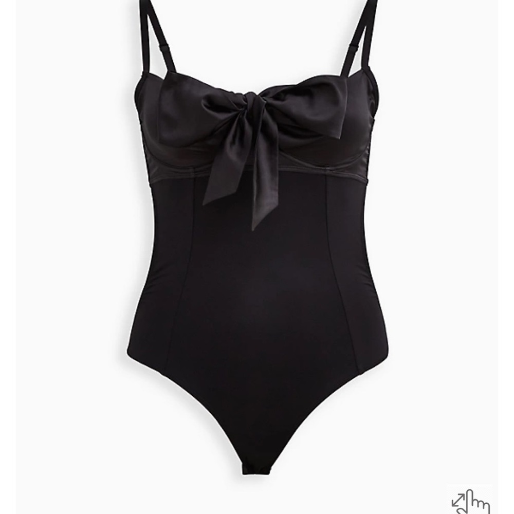 Bow Bodysuit - Satin & Lace Black